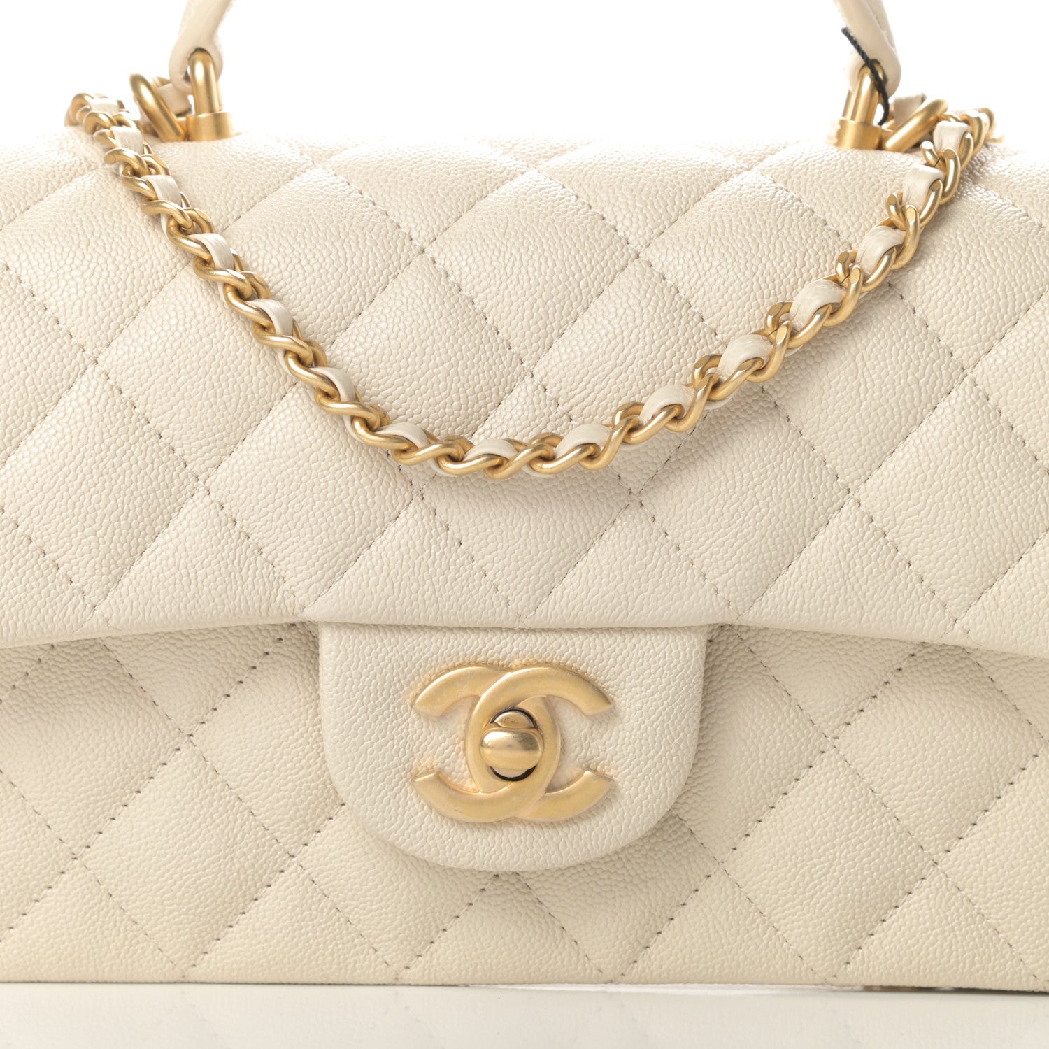 Chanel Caviar Quilted Mini Top Handle Rectangular Flap Beige 8 of 11