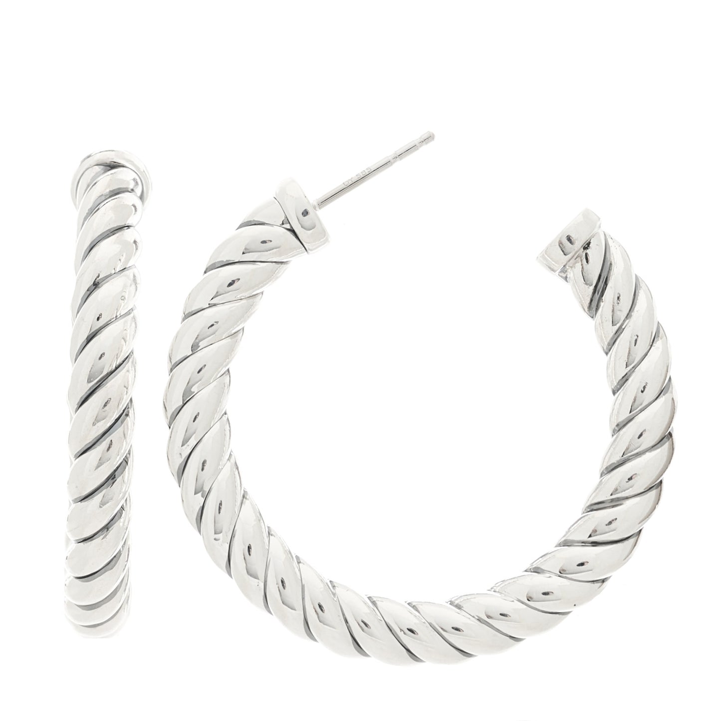 Sterling Silver Sculpted Cable Hoop Earrings