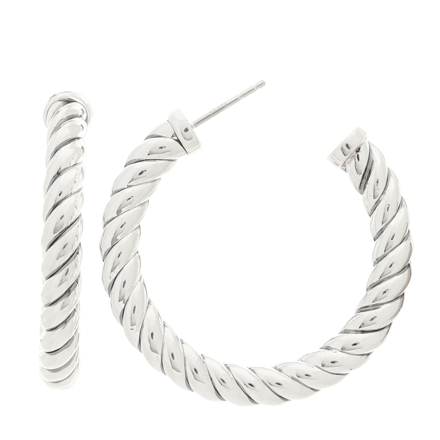 David Yurman Sterling Silver Sculpted Cable Hoop Earrings 1 of 4