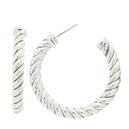 David Yurman Sterling Silver Sculpted Cable Hoop Earrings 1 of 4