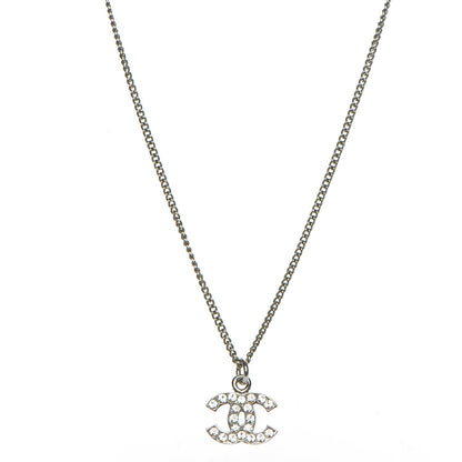 Chanel Crystal Timeless CC Necklace Silver 1 of 7