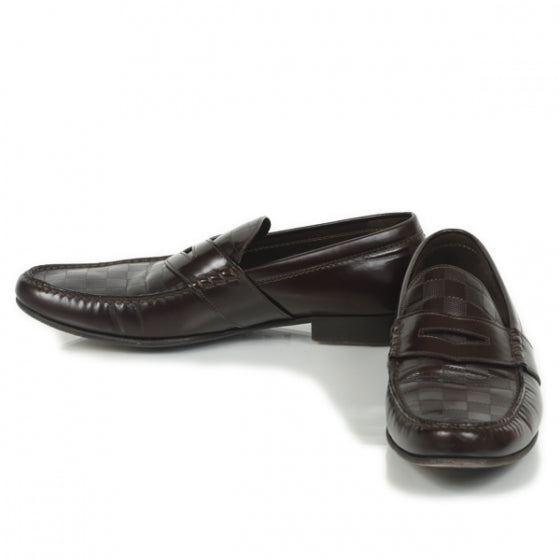 Louis Vuitton Damier Santiago Mens Loafers 10 Brown 1 of 9