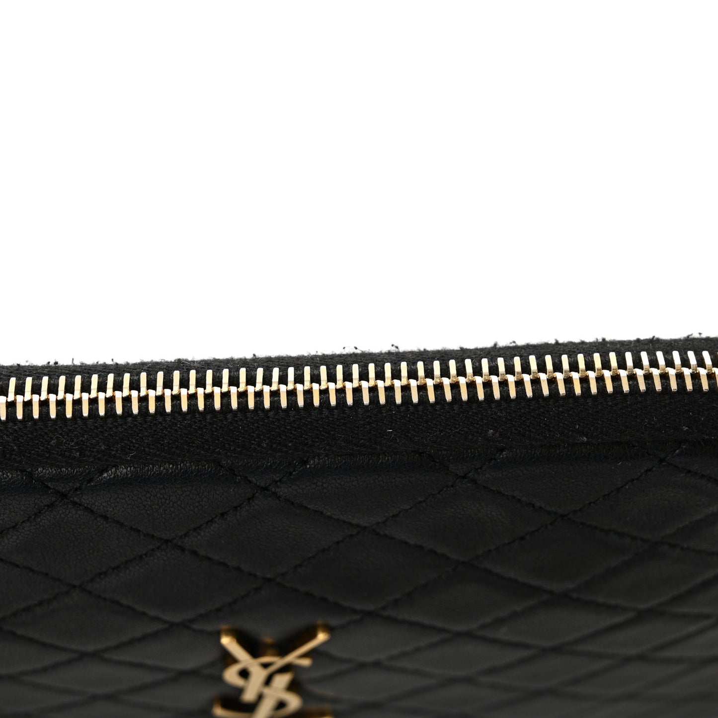SAINT LAURENT Lambskin Quilted Gaby Zipped Pouch Black