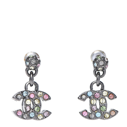 Chanel Ruthenium Crystal CC Drop Earrings Multicolor 1 of 4