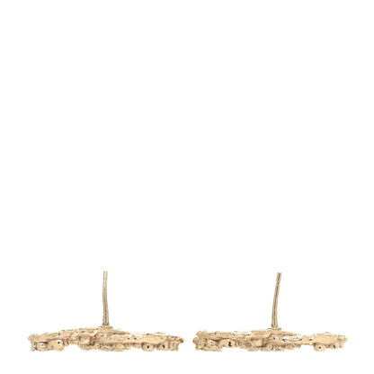 Chanel Crystal CC Camellia Earrings Gold 3 of 4