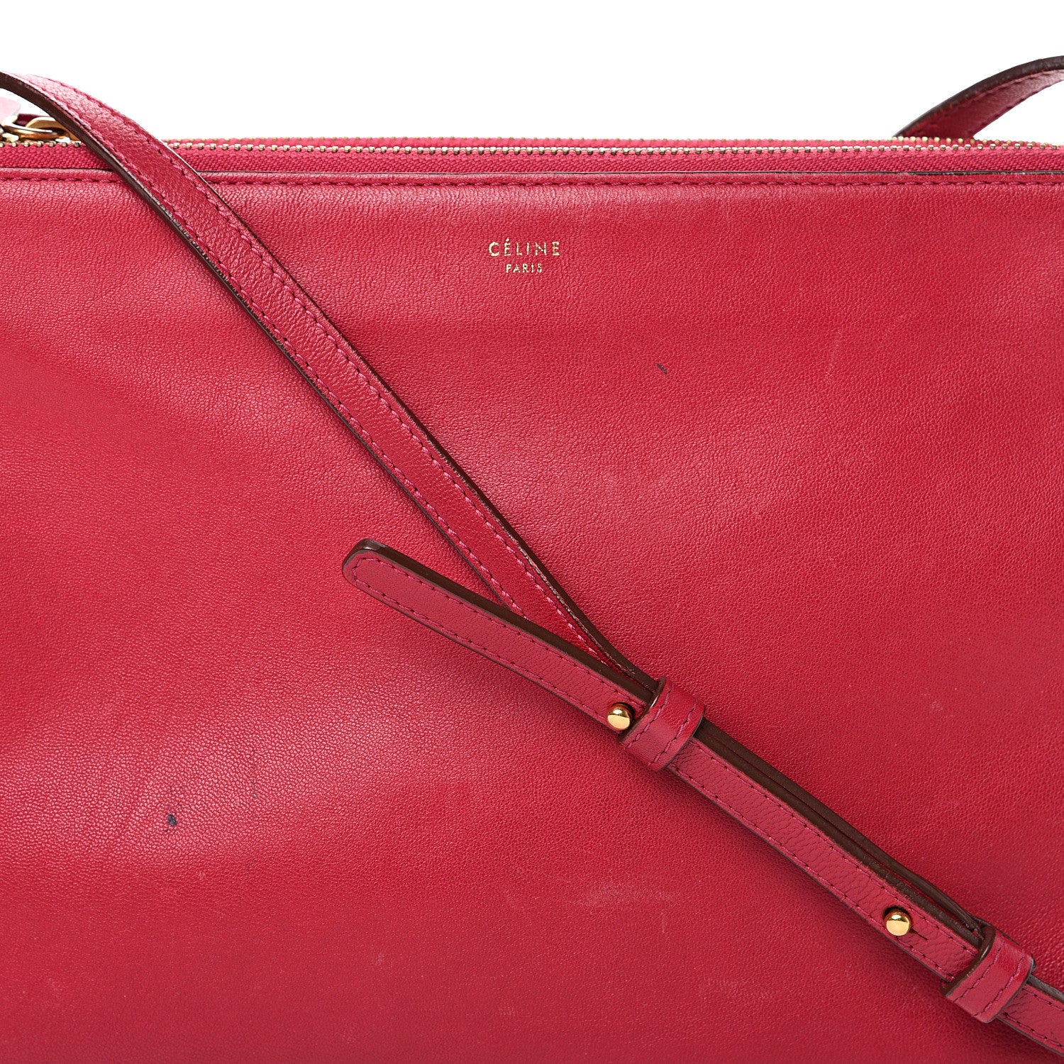 Celine Lambskin Large Trio Crossbody Bag Red 9 of 16