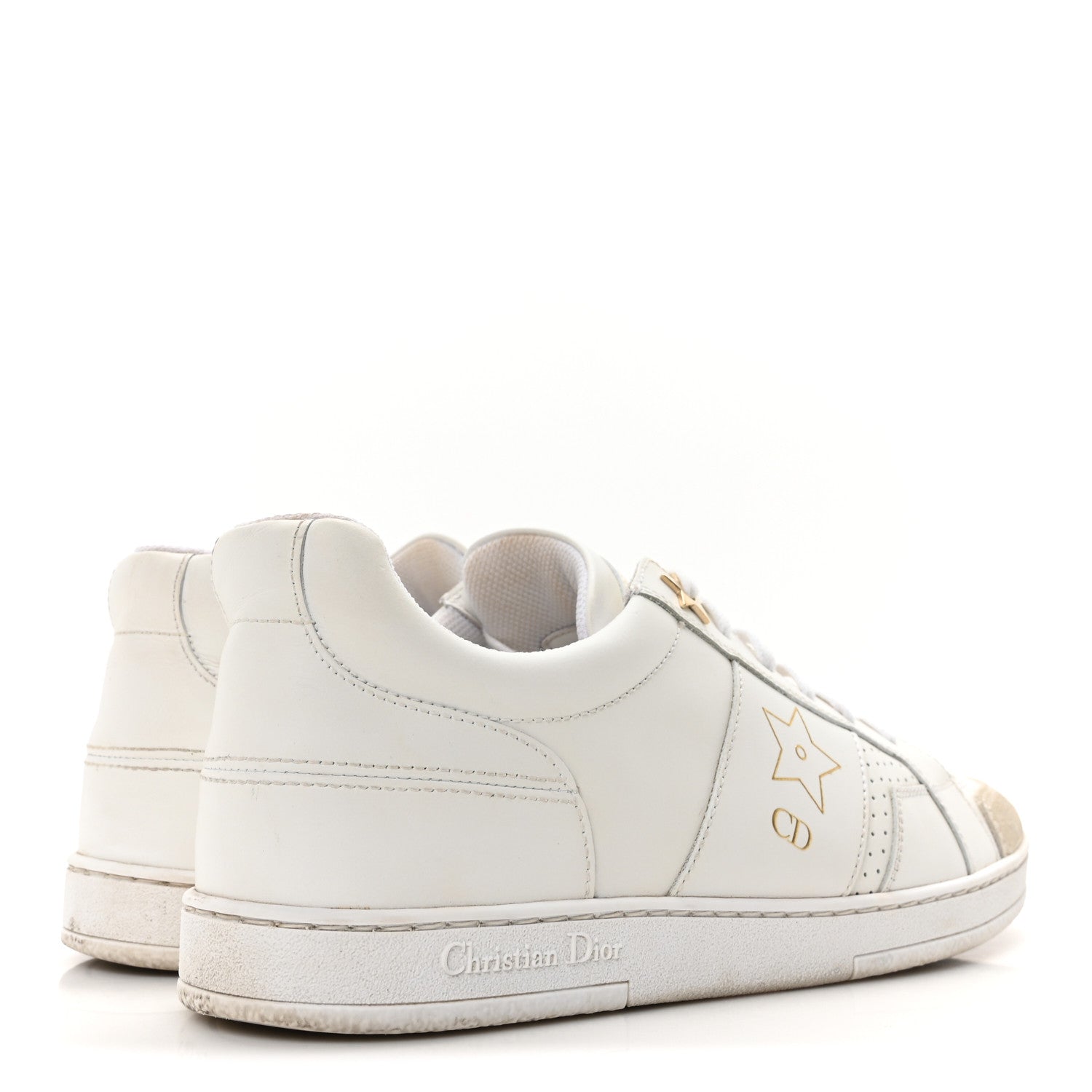Christian Dior Calfskin Suede Dior Star Low Top Sneakers 39 White Gold 5 of 10