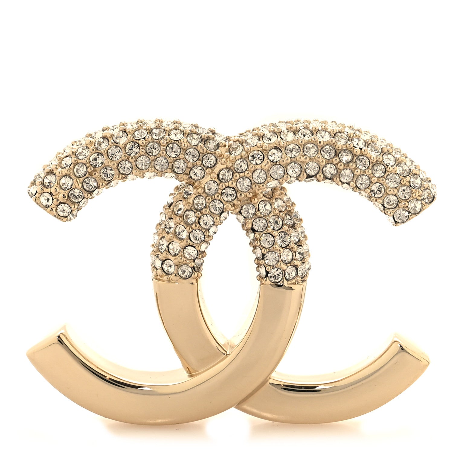 Chanel Metal Crystal CC Brooch Gold 1 of 4