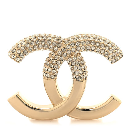 Chanel Metal Crystal CC Brooch Gold 1 of 4