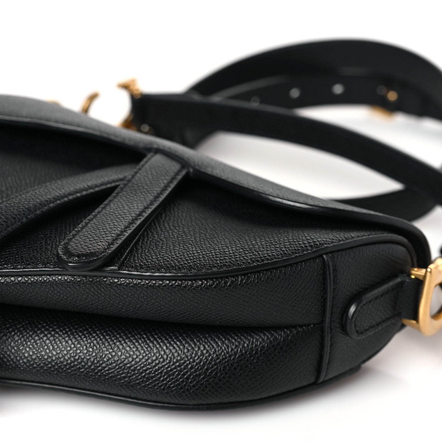 Christian Dior Grained Calfskin Mini Saddle Bag With Strap Black 9 of 9