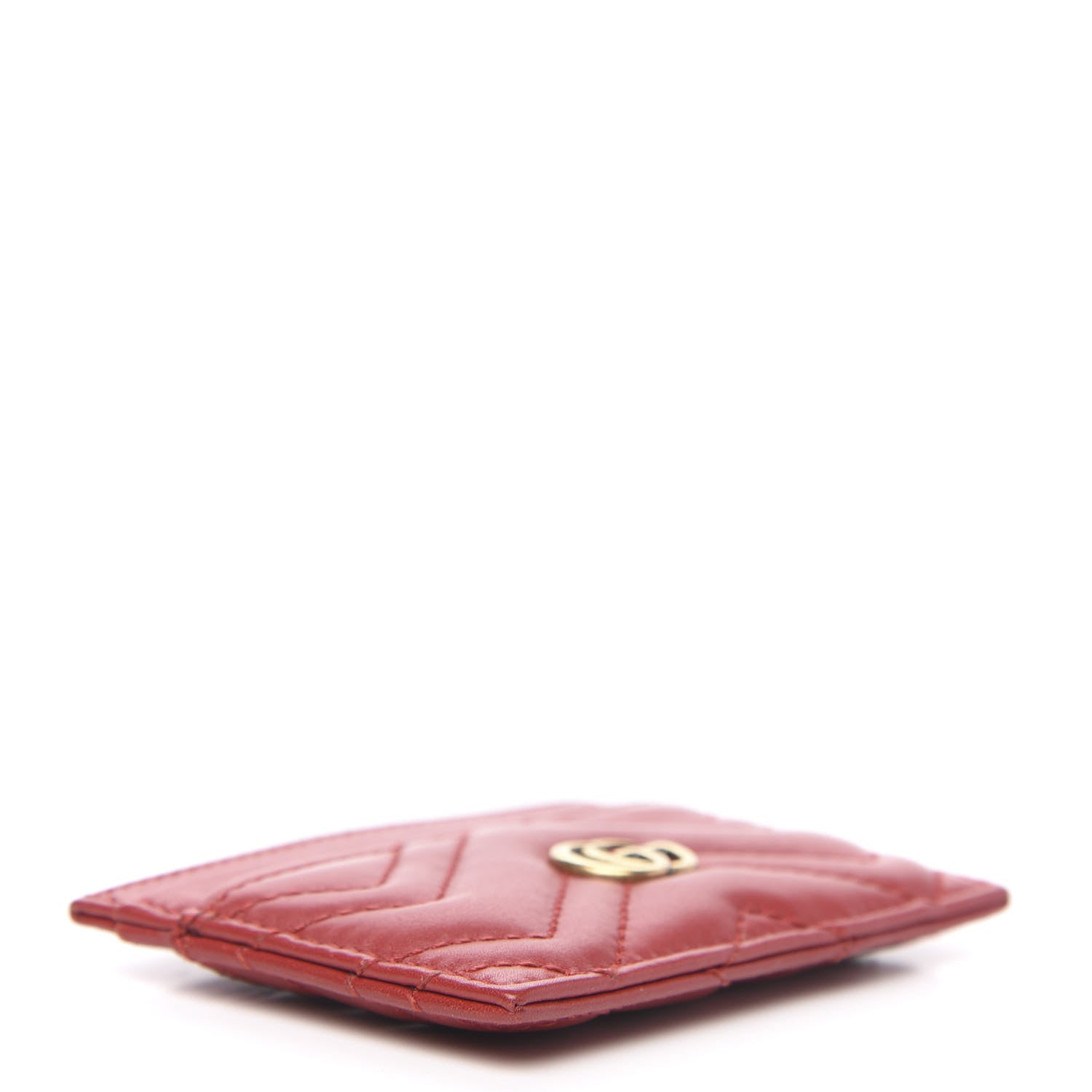 Gucci Calfskin Matelasse GG Marmont Card Holder Hibiscus Red 4 of 8