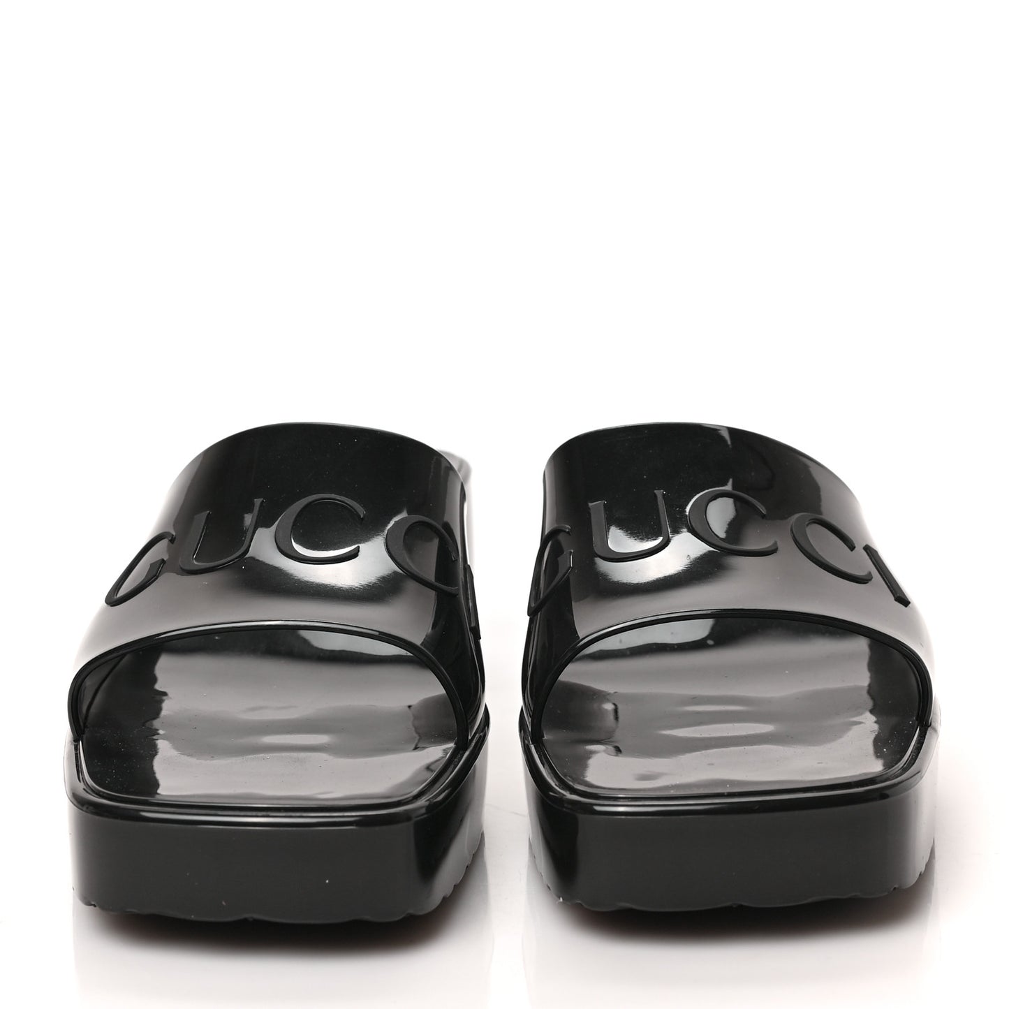 Rubber Gucci Logo Womens Platform 20/60mm Slide Sandals 37 Black