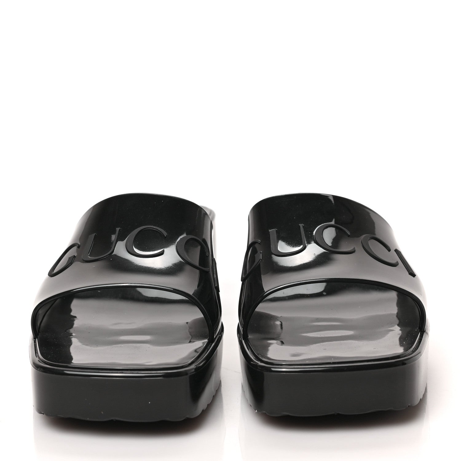 Gucci Rubber Gucci Logo Womens Platform 20/60mm Slide Sandals 37 Black 2 of 8