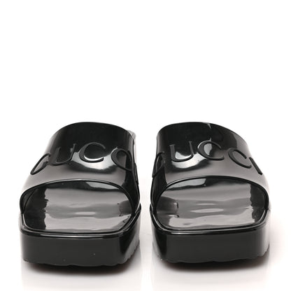 Gucci Rubber Gucci Logo Womens Platform 20/60mm Slide Sandals 37 Black 2 of 8