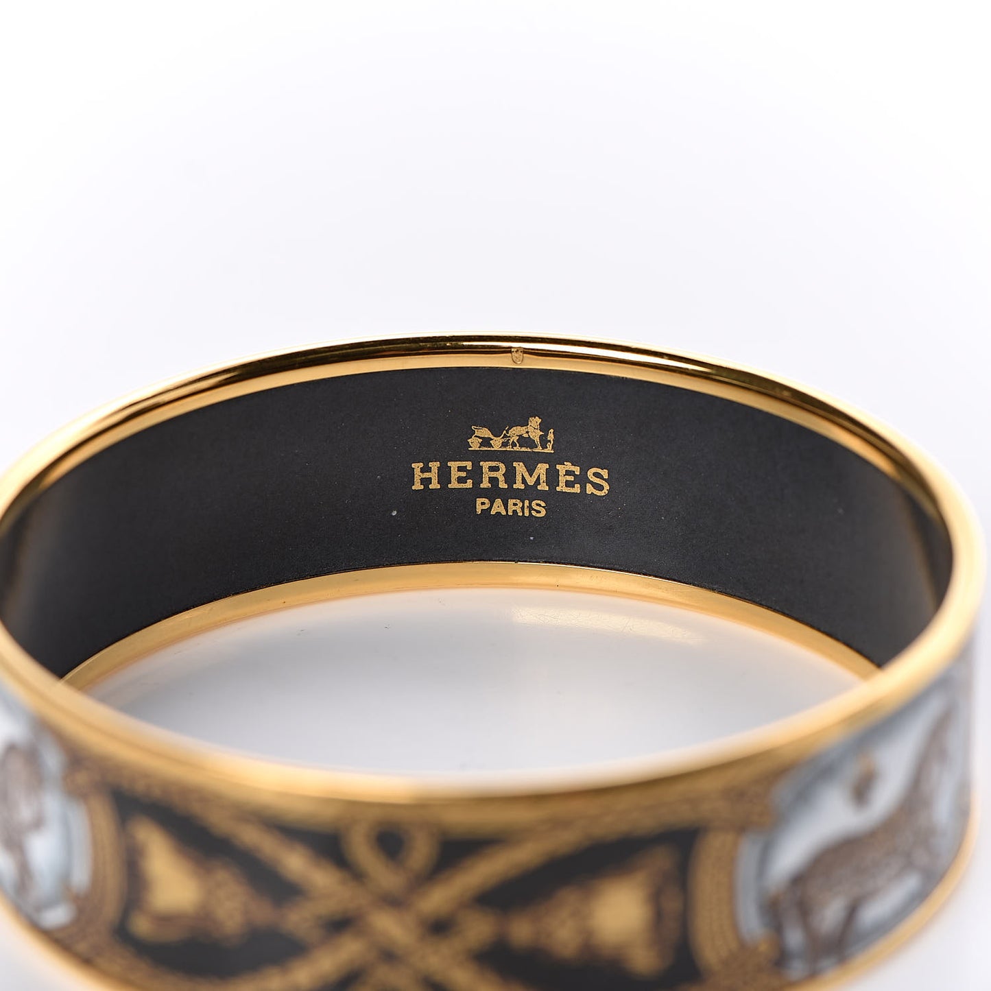 Enamel Printed Wide Grand Apparat Bracelet 70 Black