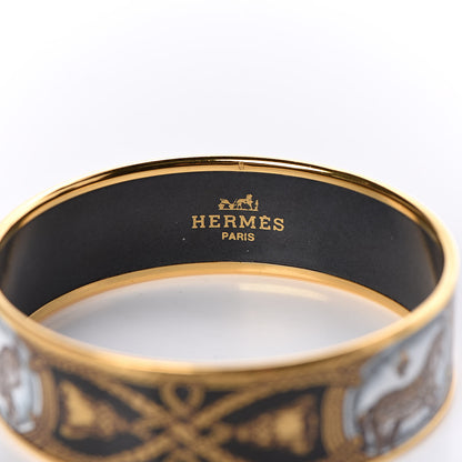 Hermes Enamel Printed Wide Grand Apparat Bracelet 70 Black 5 of 6