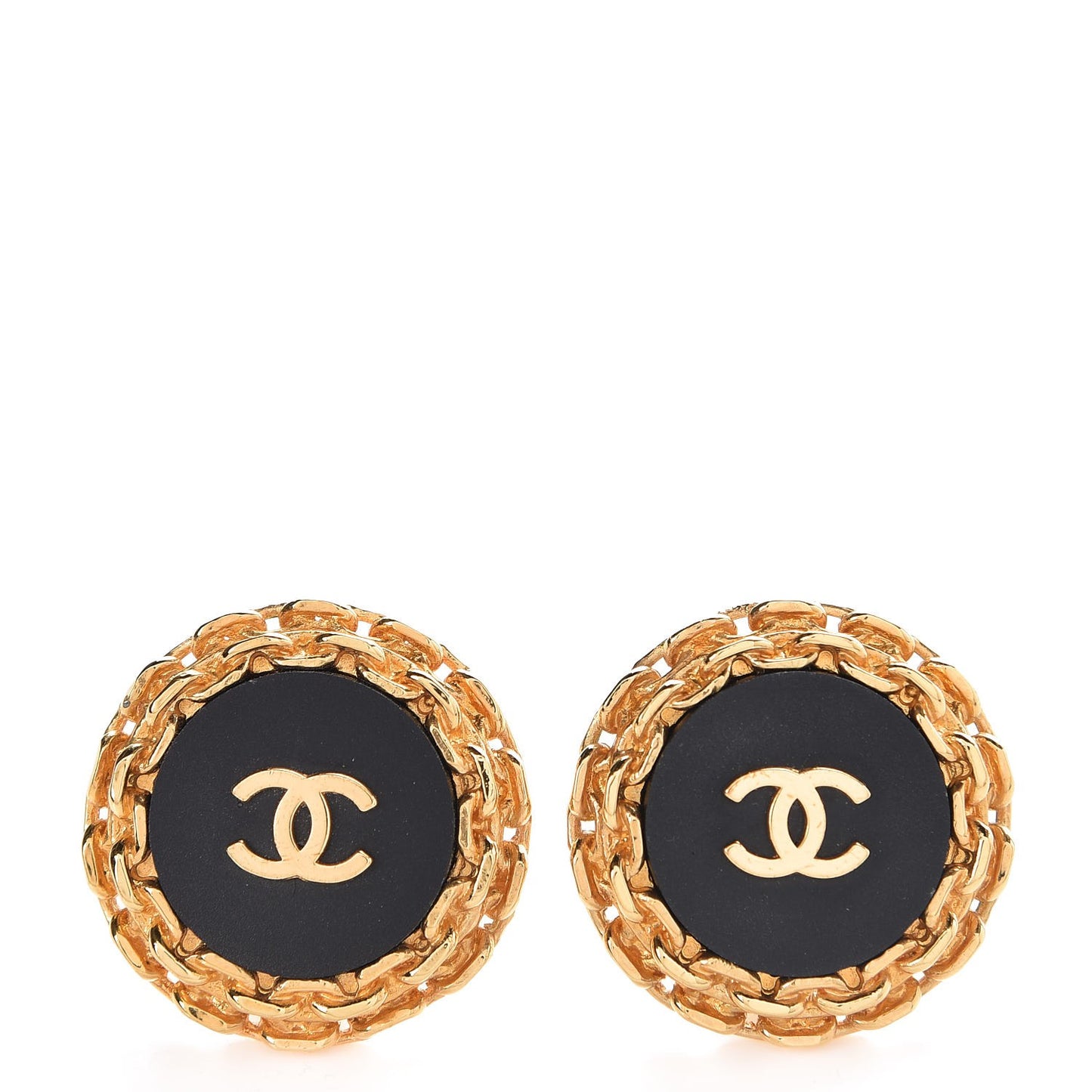 CC Clip On Earrings Black Gold