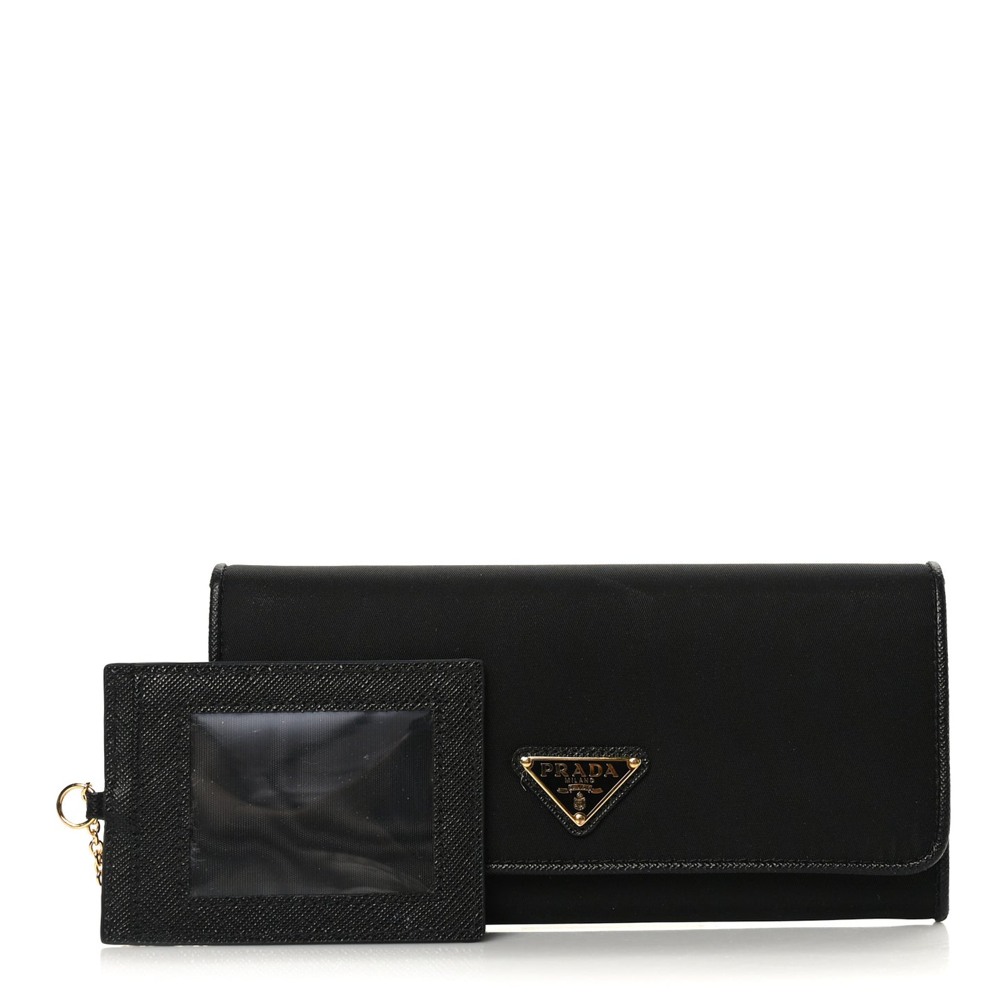 Tessuto Nylon Soft Calf Continental Flap Wallet Black