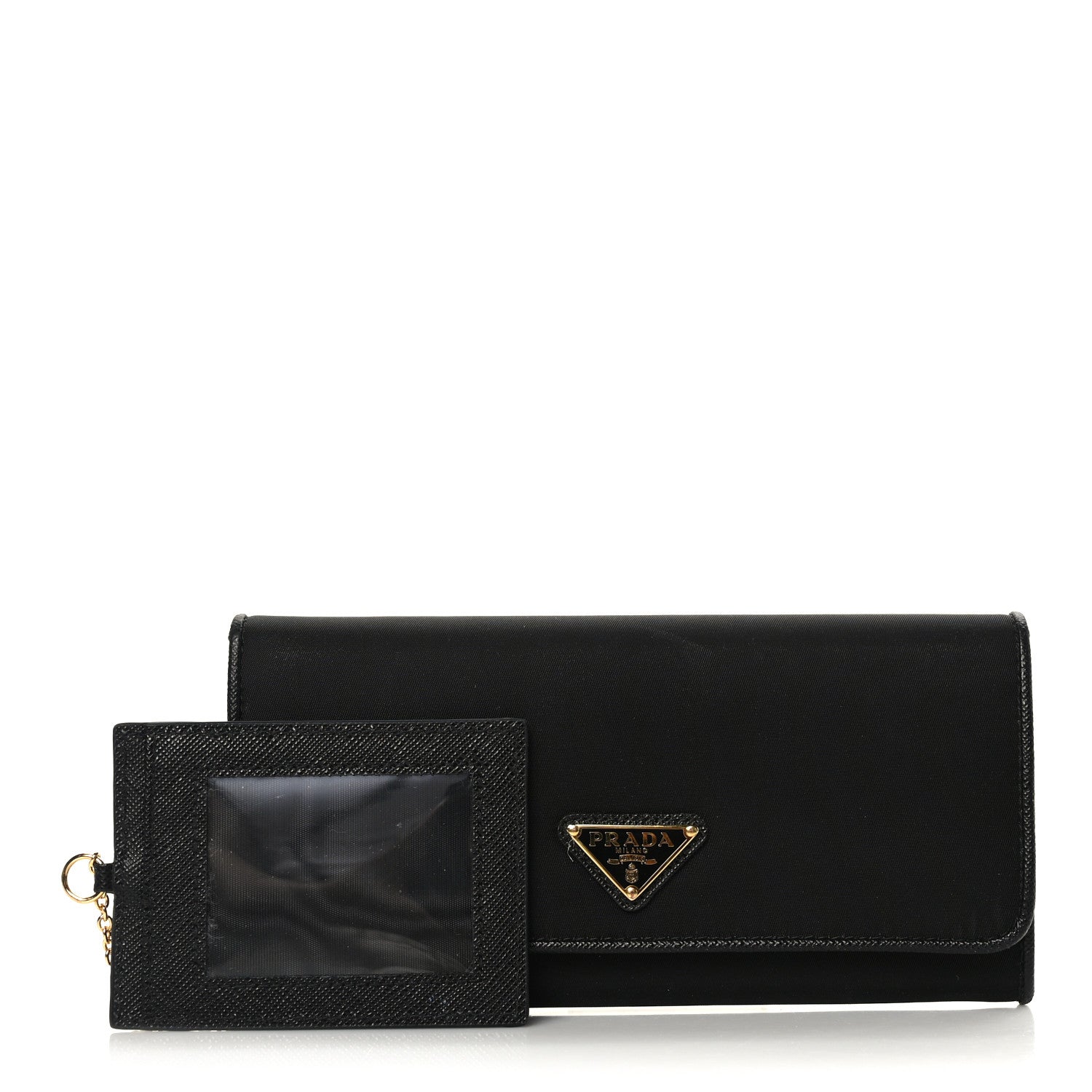 Prada Tessuto Nylon Soft Calf Continental Flap Wallet Black 2 of 8