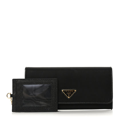 Prada Tessuto Nylon Soft Calf Continental Flap Wallet Black 2 of 8