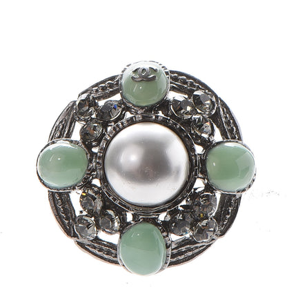 Chanel Gripoix Poured Glass Crystal Pearl Brooch Silver 1 of 9