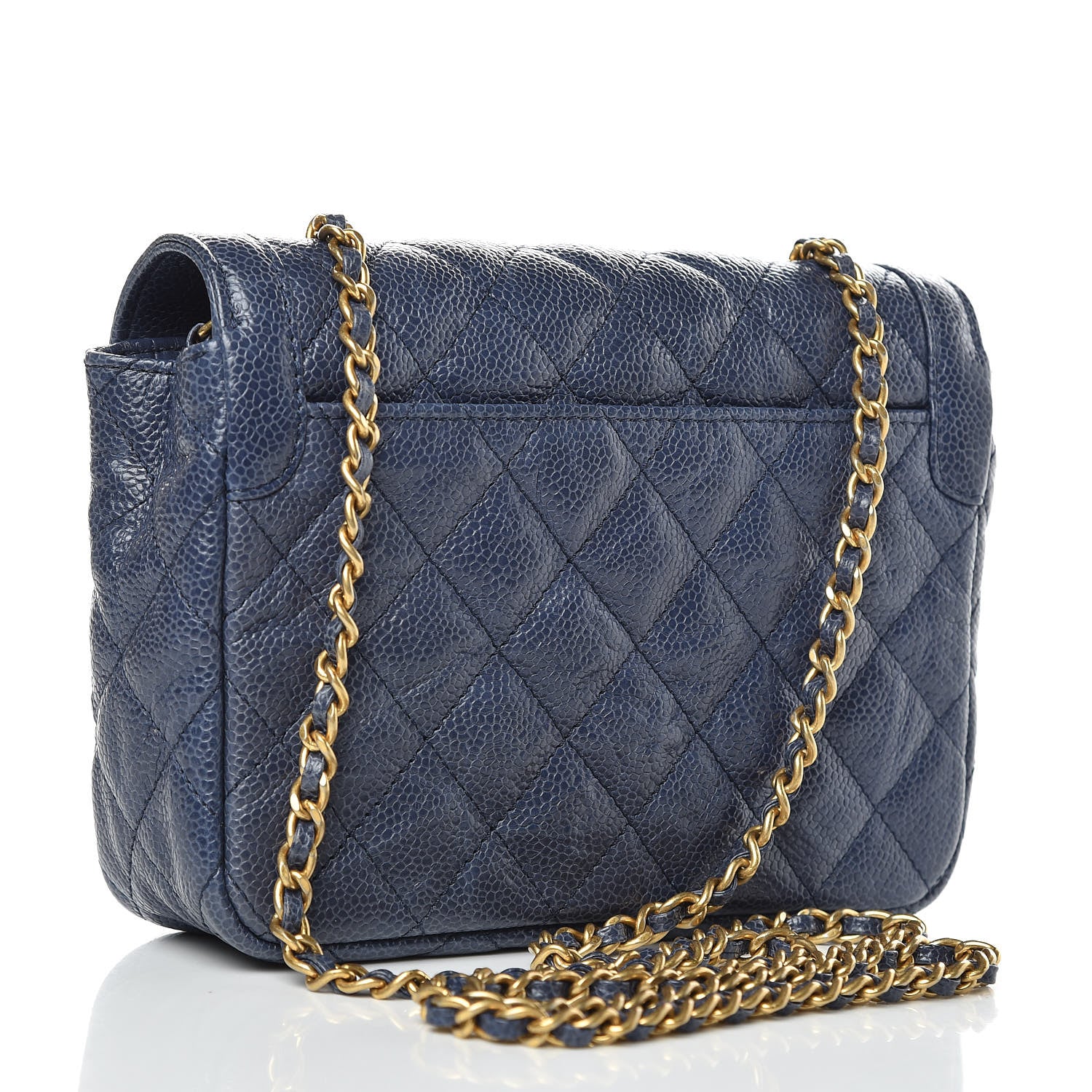 Chanel Crumpled Grained Calfskin Quilted Mini Two Tone Flap Blue 3 of 10