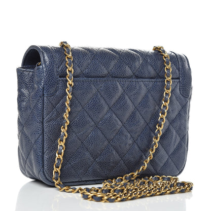 Chanel Crumpled Grained Calfskin Quilted Mini Two Tone Flap Blue 3 of 10