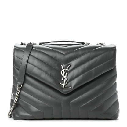 Saint Laurent Calfskin Y Quilted Monogram Medium Loulou Chain Satchel Asphalt 1 of 10