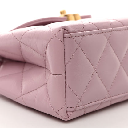 Chanel Shiny Aged Calfskin Quilted Nano Kelly Shopper Pink 9 of 10