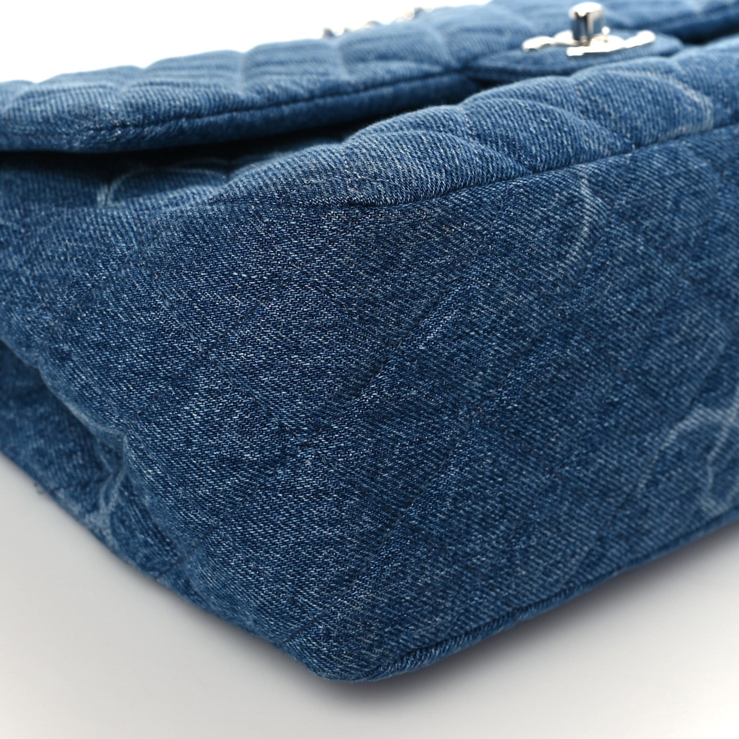 Chanel Denim Quilted CC Print Jumbo Single Flap Blue 7 of 8