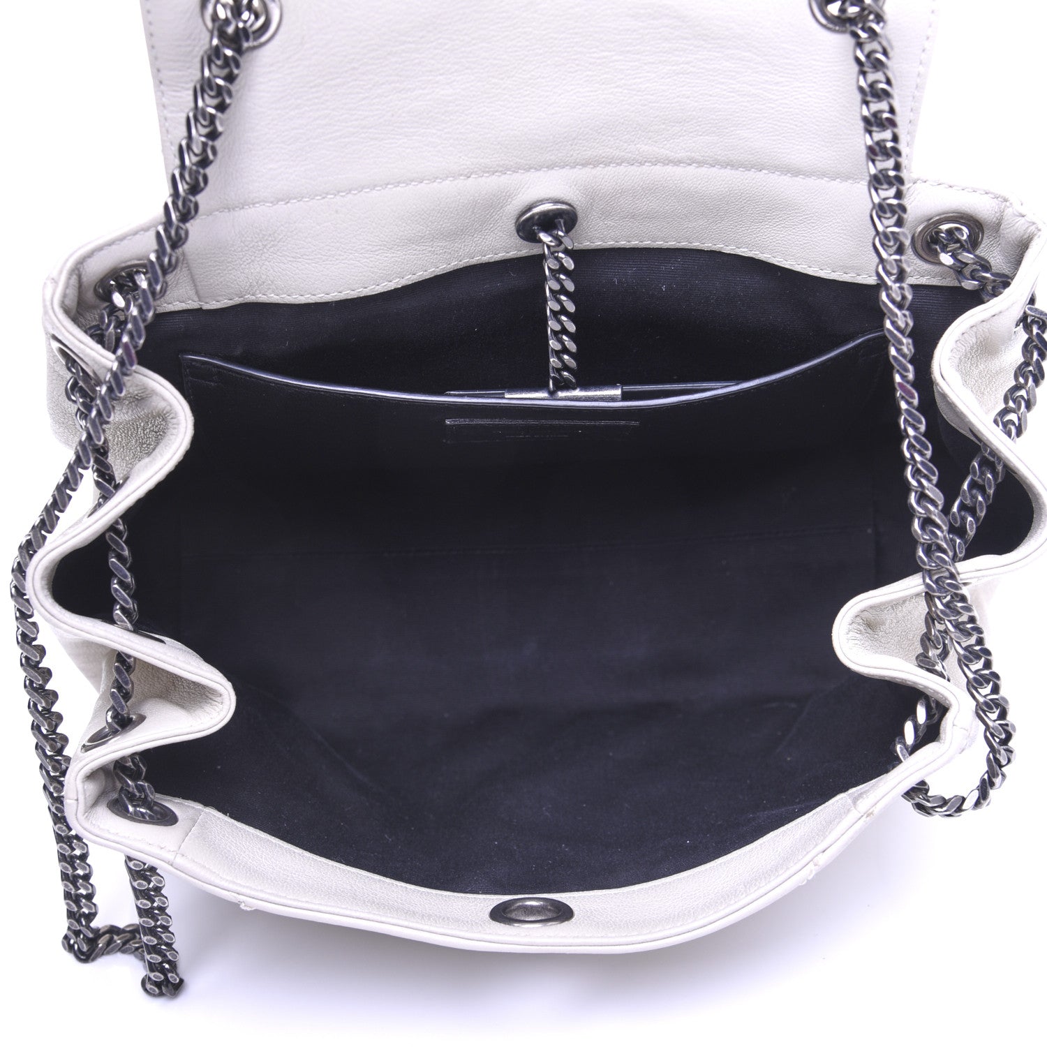 Saint Laurent Pebbled Lambskin Chevron Monogram Small Nolita White Vintage White Vintage 5 of 14