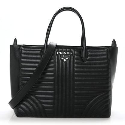 Prada Soft Calfskin Impunture Diagramme Tote Black 1 of 8
