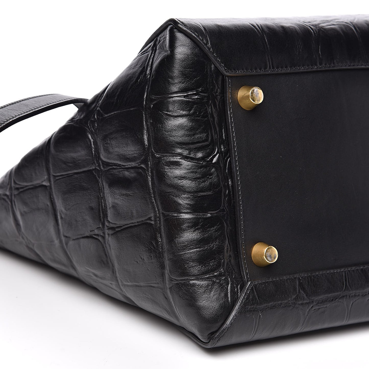 Calfskin Crocodile Embossed Small Belt Bag Black