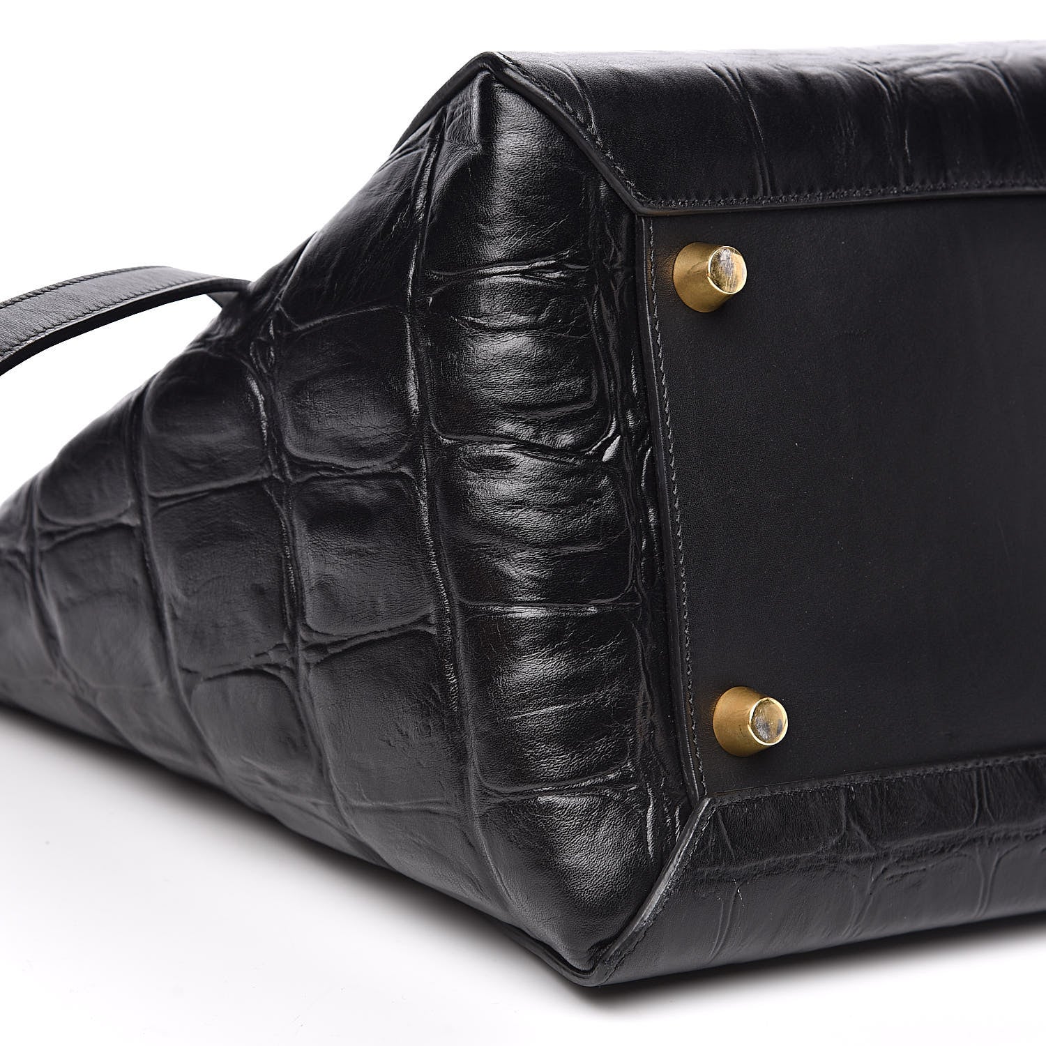 Celine Calfskin Crocodile Embossed Small Belt Bag Black 7 of 15