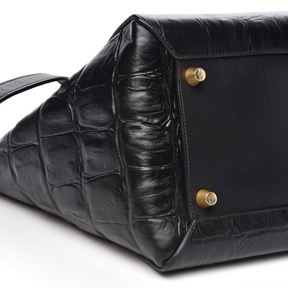 Celine Calfskin Crocodile Embossed Small Belt Bag Black 7 of 15