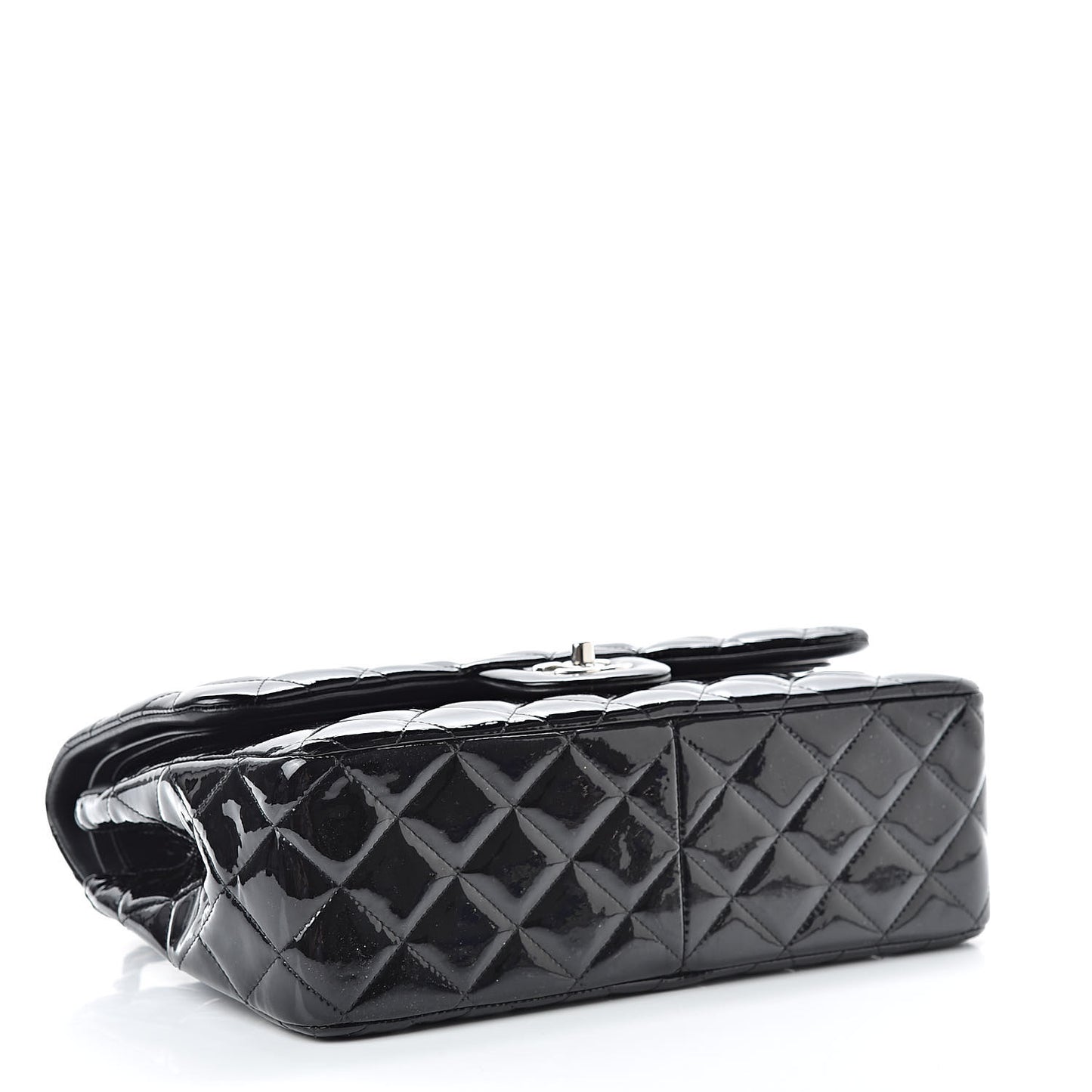 Patent Quilted Jumbo Double Flap Black