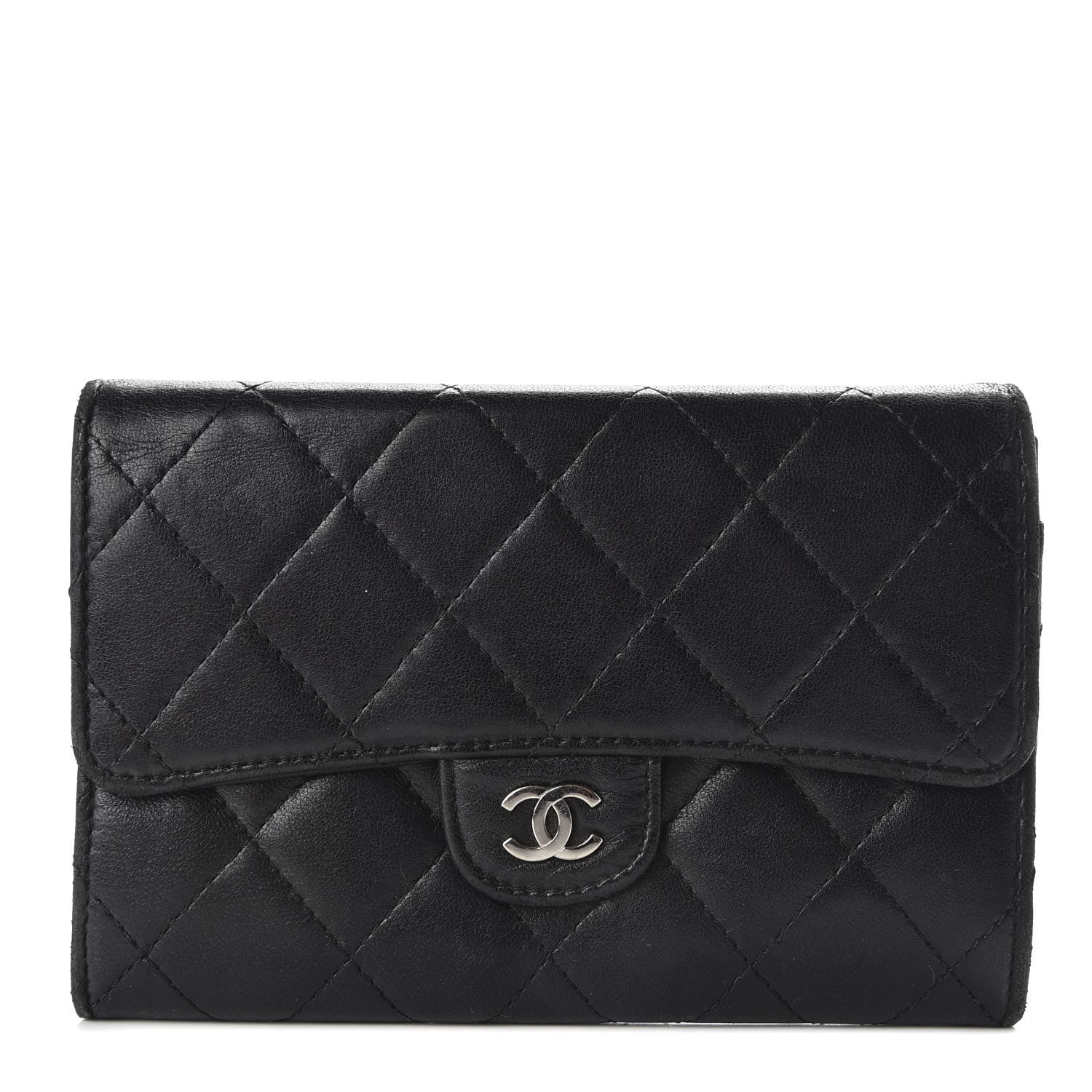 Chanel Lambskin Quilted Small Flap Wallet Black 1 of 8