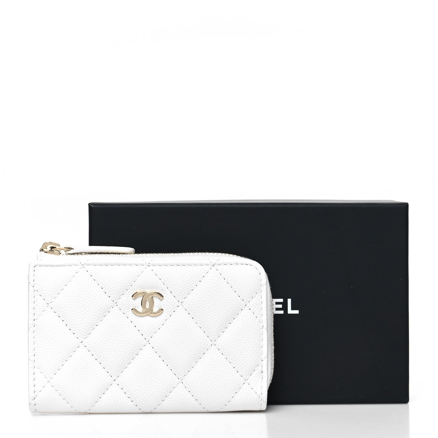 Chanel Caviar Quilted Zipped Key Holder Case White 8 of 8