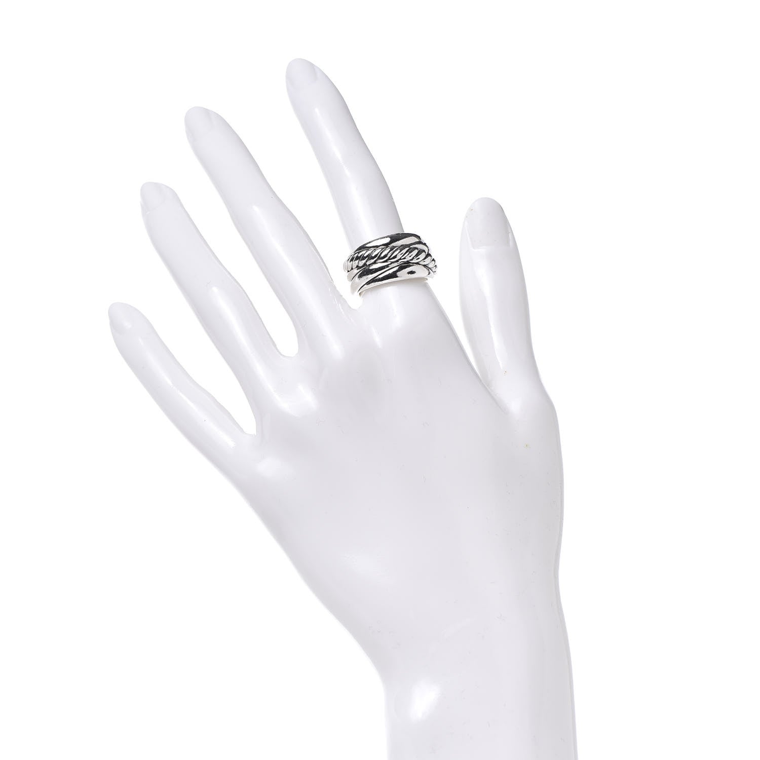 David Yurman Sterling Silver 12mm Crossover Cable Ring 51 5.75 2 of 4