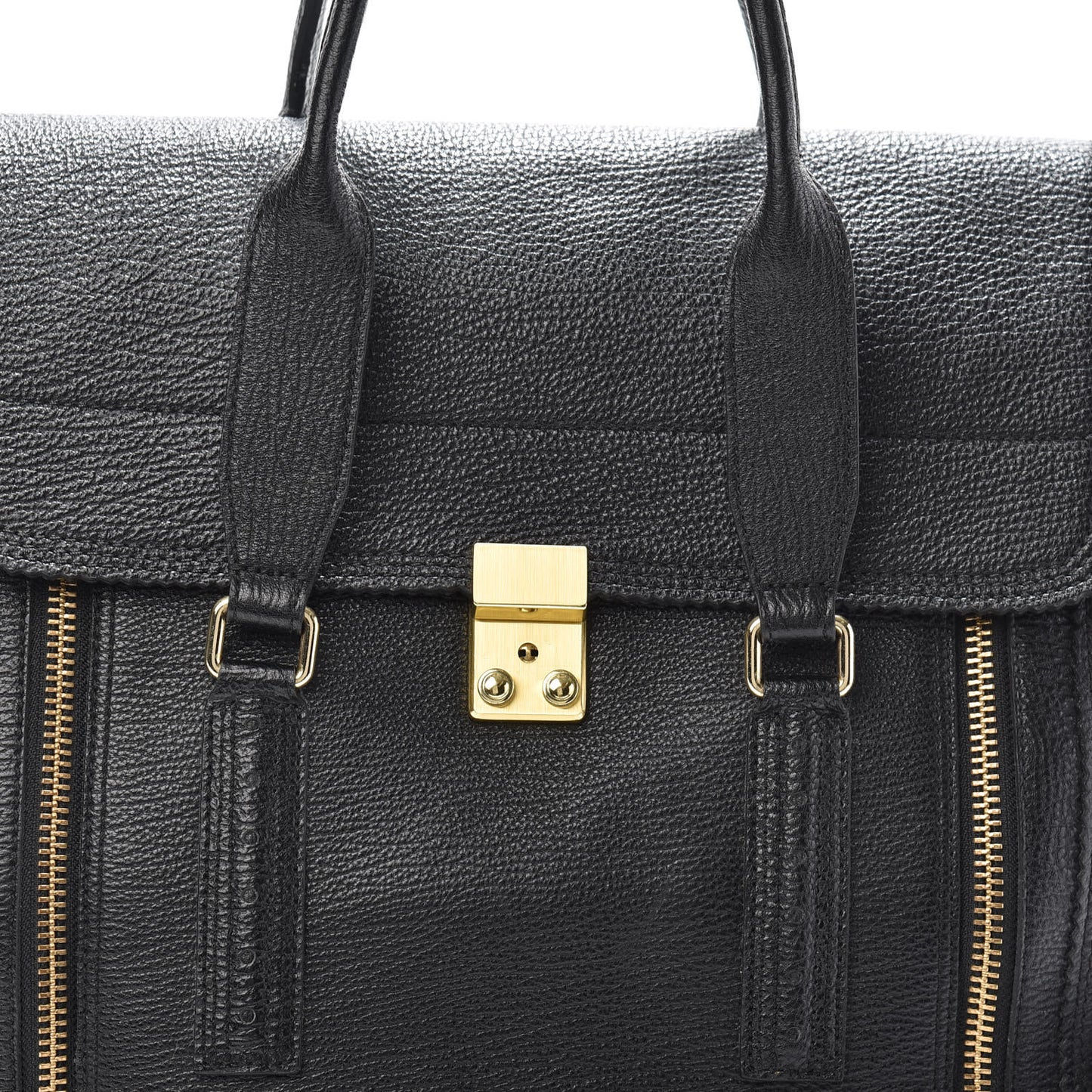 3.1 Textured Calfskin Large Pashli Satchel Black