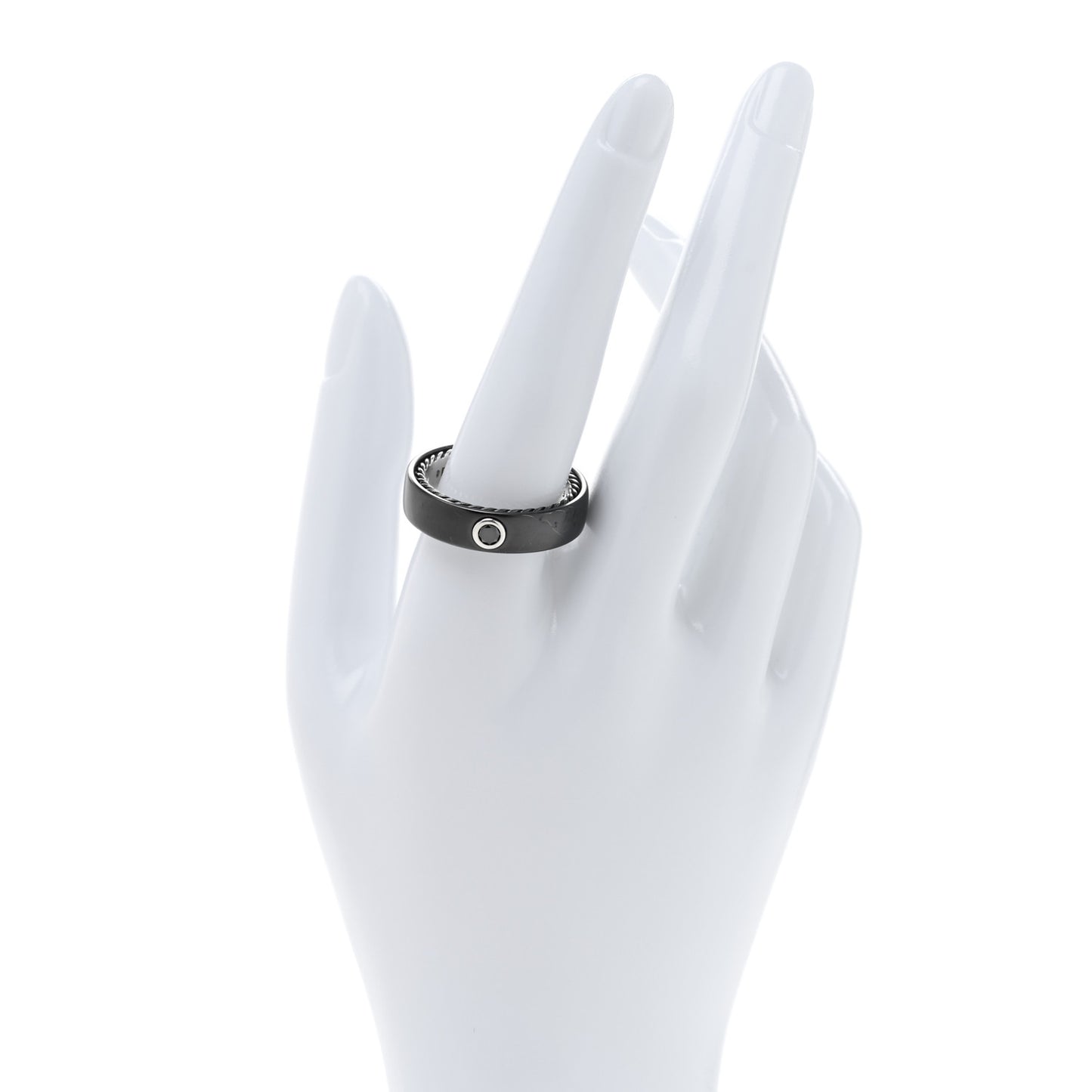 Titanium Sterling Silver Black Diamond 6mm Streamline Band Ring 63 10.25