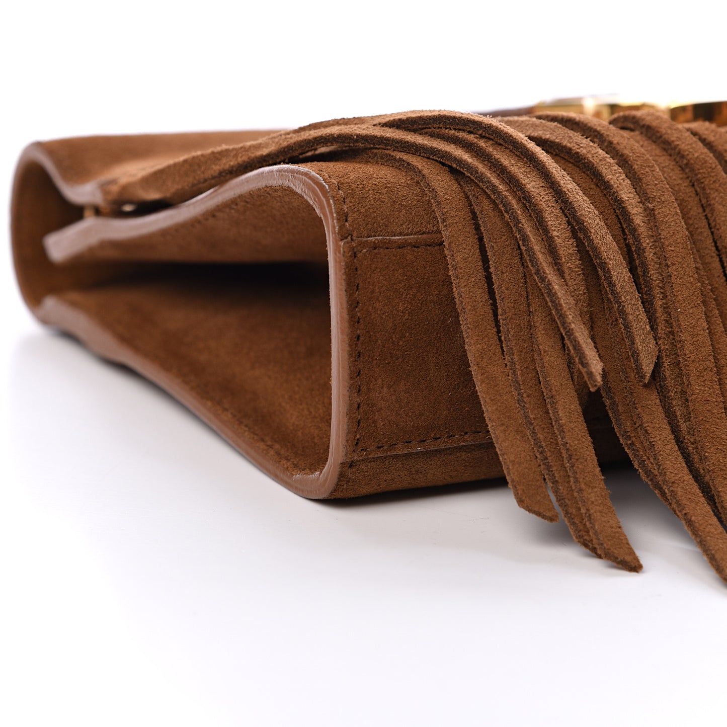 Suede Fringe Baby Monogram Satchel Light Ocre