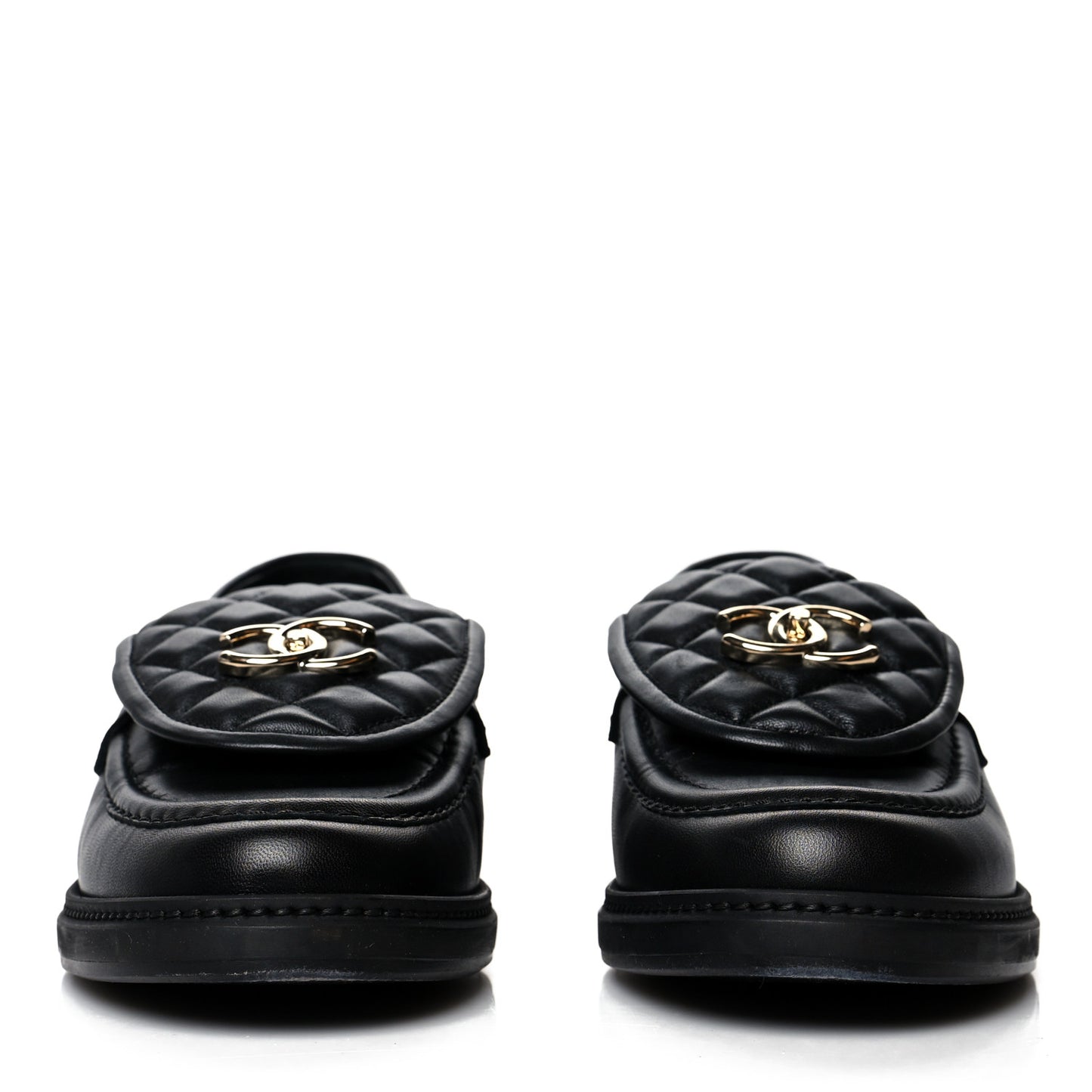 Lambskin Quilted CC Turnlock Loafers 39 Black