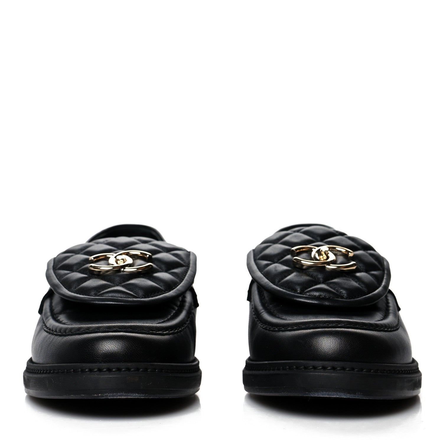Chanel Lambskin Quilted CC Turnlock Loafers 39 Black 2 of 9