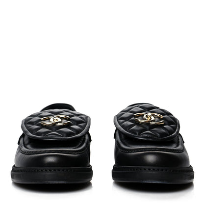 Chanel Lambskin Quilted CC Turnlock Loafers 39 Black 2 of 9