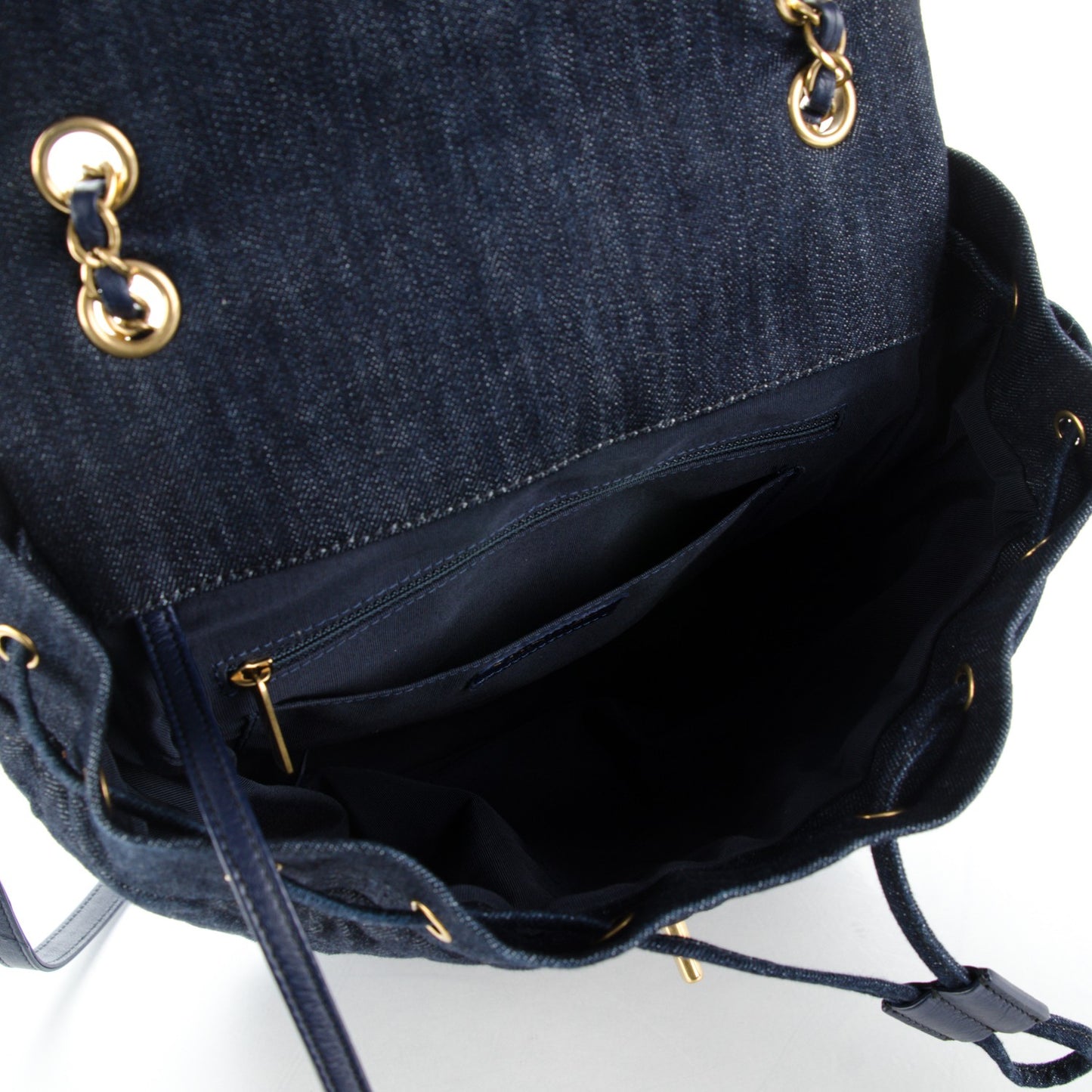 Washed Denim Quilted Large Urban Spirit Backpack Dark Blue