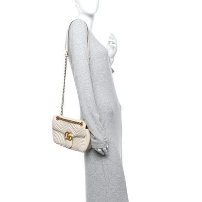 Gucci Calfskin Matelasse Small GG Marmont Shoulder Bag White 2 of 10