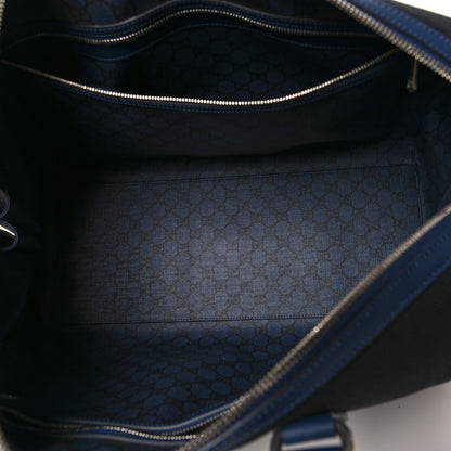 Gucci Canvas Calfskin Gucci Print Logo Large Duffle Bag Blue 4 of 11