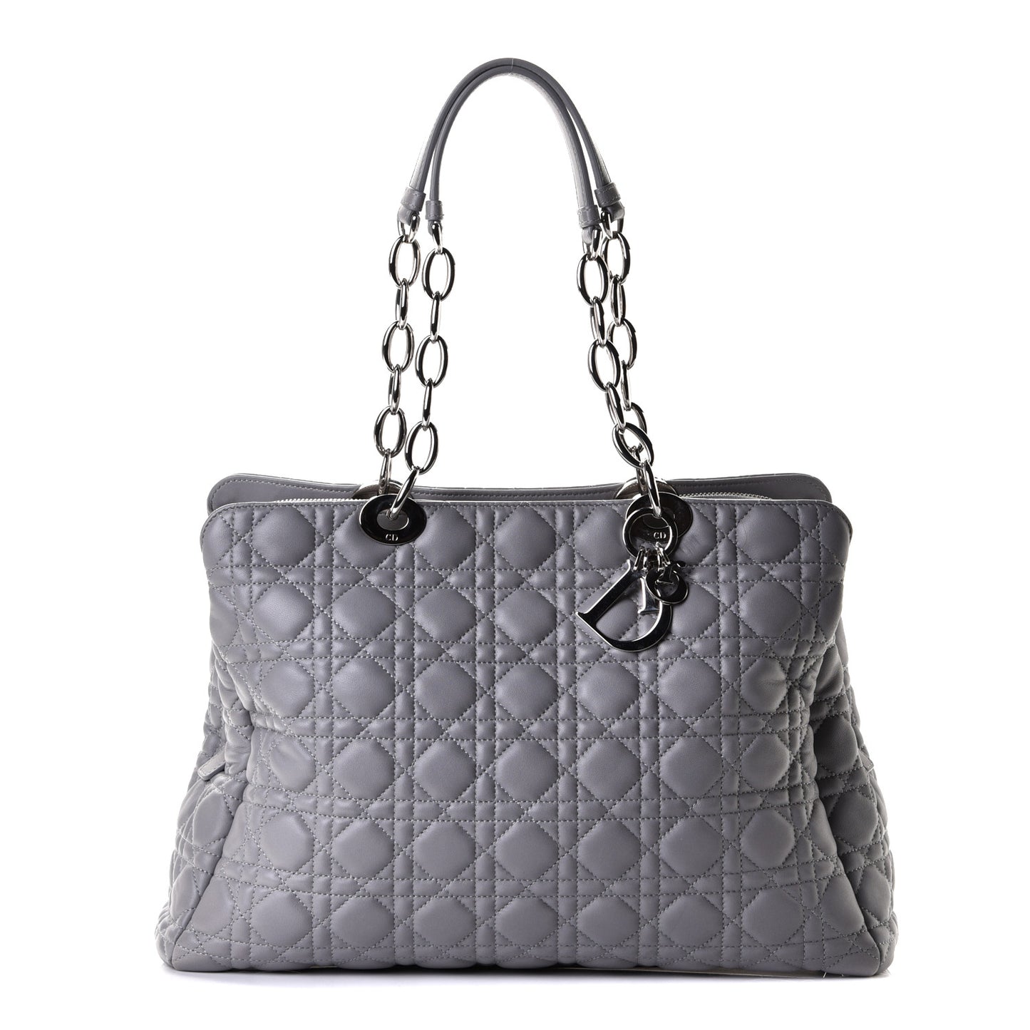 Lambskin Cannage Large Dior Soft Shopping Tote Grey