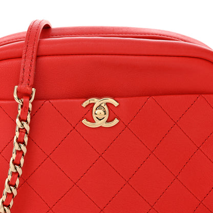 Chanel Goatskin Quilted Large Casual Trip Camera Case Bag Red 8 of 12